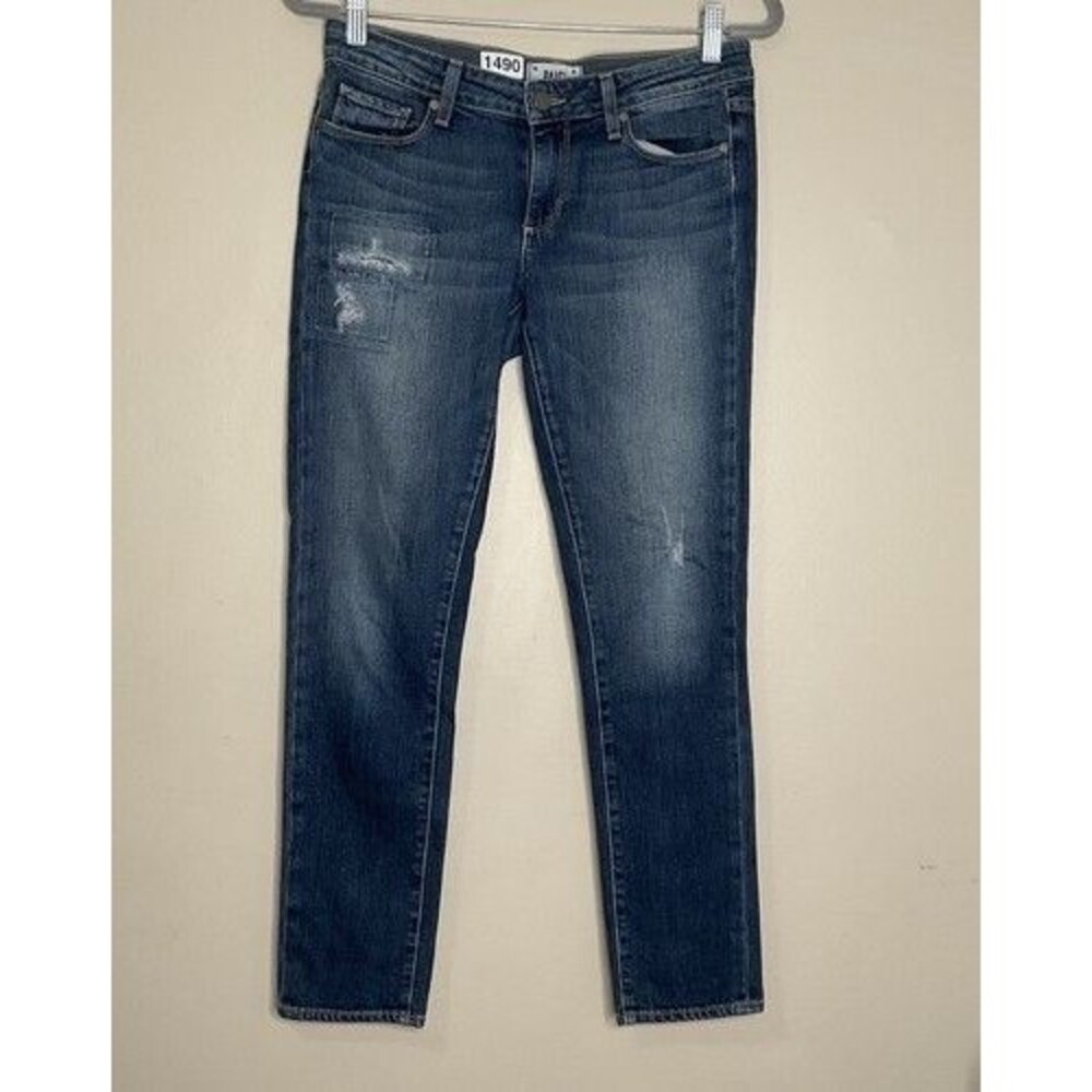 Paige Skyline Ankle Peg Mid Rise Stretch Distressed Denim Jeans Women Size 27 - Picture 11 of 12